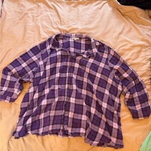 Woman Within Purple and Pink Plaid Shirt